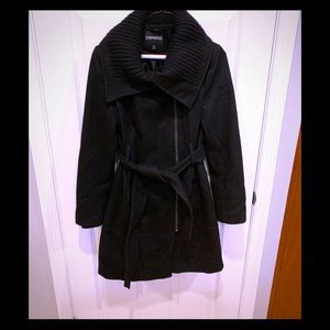 Express women’s pea coat belt large collar, S